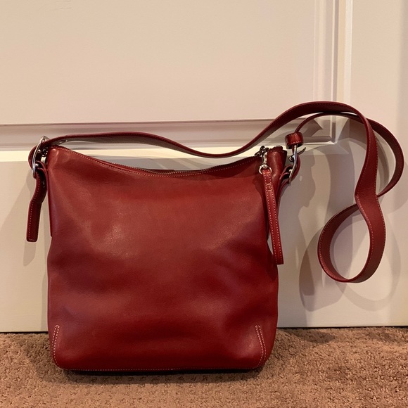COACH Red Leather Signature lined Crossbody - Picture 1 of 9